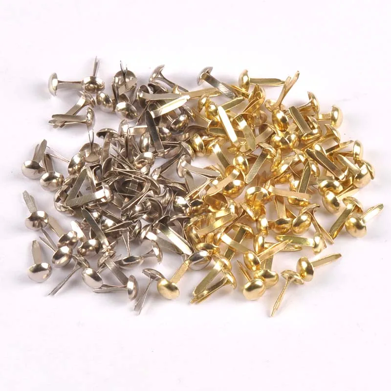 100PCs mixed Silver/golden Round Brad Scrapbooking Embellishment Fastener Brads Metal Crafts Diy handmade Decoration Metal Brads Scrapbooking Decoration