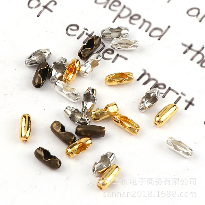 

ACLOVEX 200pcs Metal Iron 1.5mm 2mm 2.4mm Ball Chains Connector Clasps Gold Silver Color End Crimp Beads For Diy Jewelry Making