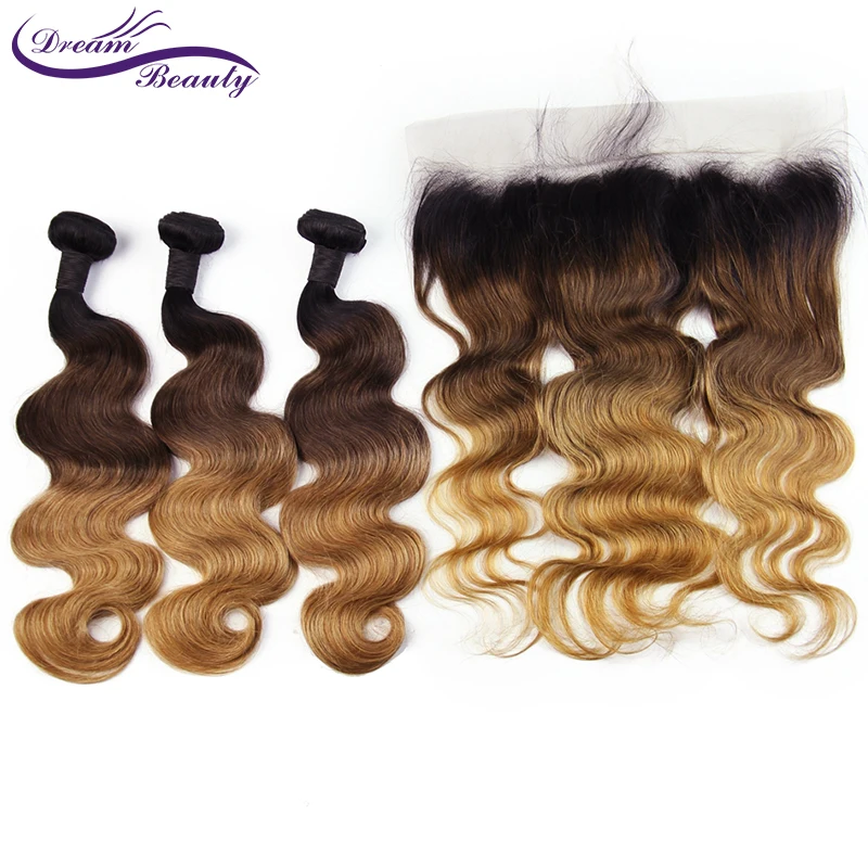 Brazilian Hair Ombre Bundles with Frontal Body Wave Remy Human Hair 1B/4/27 Ombre Bundles with Lace Frontal Closure Dream Beauty Brazilian Hair Ombre Bundles with Frontal Body Wave Remy Human Hair 1B/4/27 Ombre Bundles with Lace Frontal Closure Dream Beauty