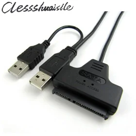 

USB 2.0 to SATA 7+15 22 Pin Adapter With extral USB Power cable For 2.5" Hard disk Driver Black Color