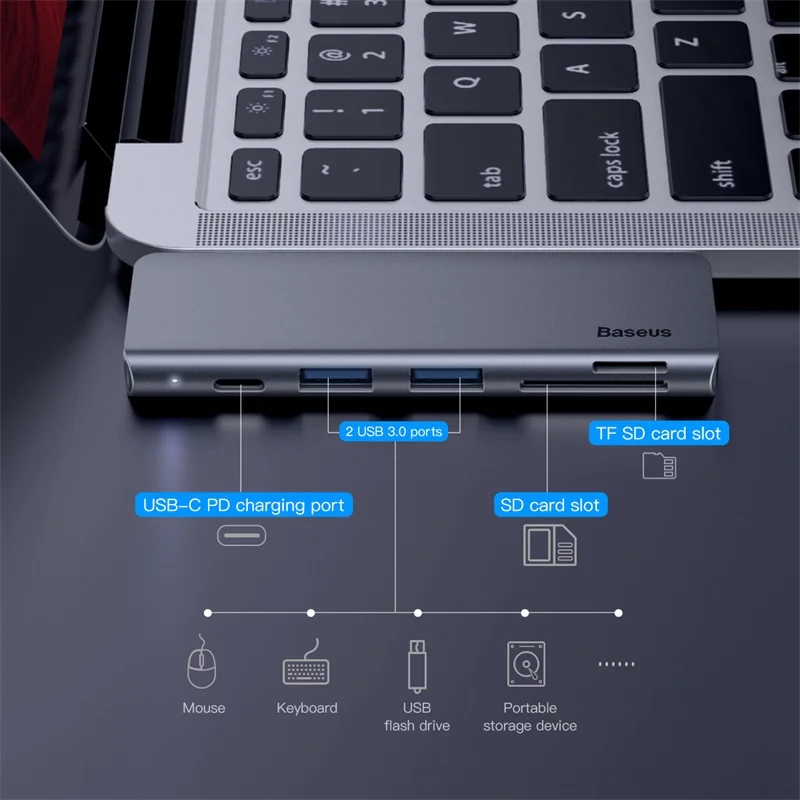 Цена Baseus концентратор font b USB b font Type C к font b USB b font 3,0 PD Зарядка для MacBook Pro font b USB b font C концентратор адаптер для huawei Xiaomi samsung Аксессуары для ноутбуков