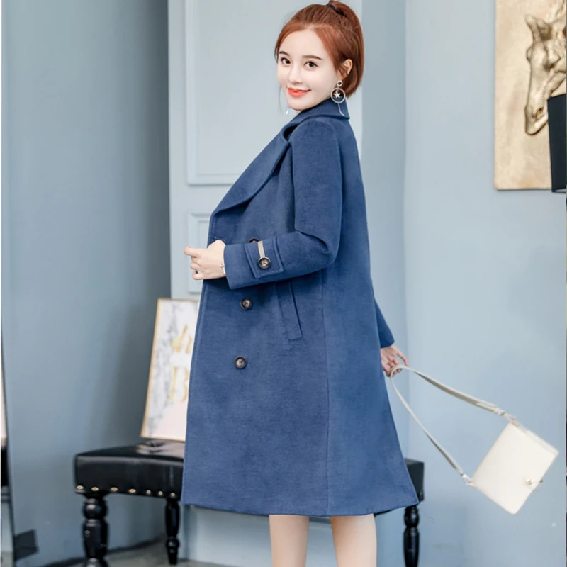 Winter Large size M-4XL Wool Women Jacket Coat 2018 Autumn Fashion Mid long High quality Double-breasted Female Outerwear Winter Large size M-4XL Wool Women Jacket Coat 2018 Autumn Fashion Mid long High quality Double-breasted Female Outerwear
