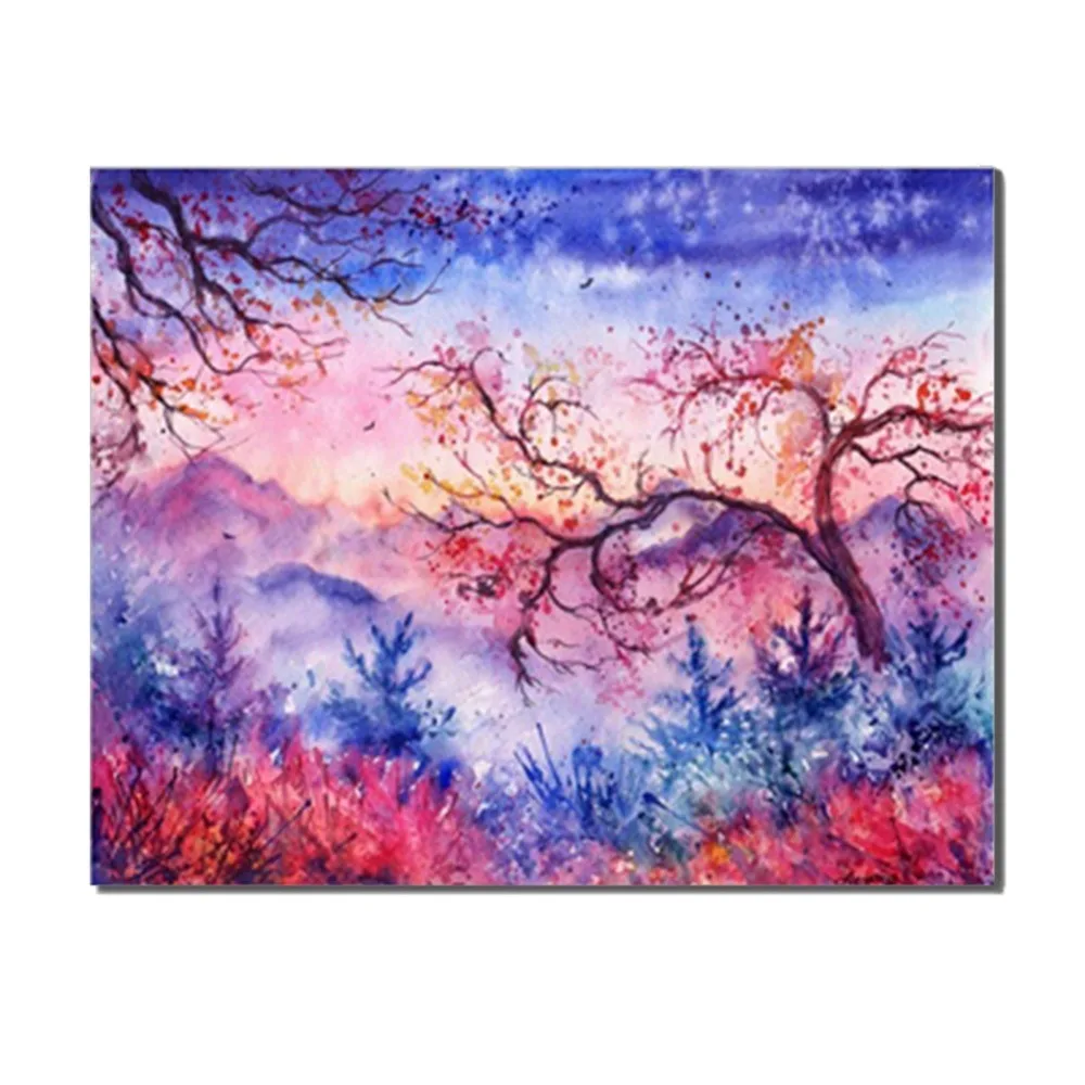 

Laeacco Watercolor Wall Artwork Picture Graffiti Posters and Prints Nordic Canvas Painting for Living Room Home Decor No Frame