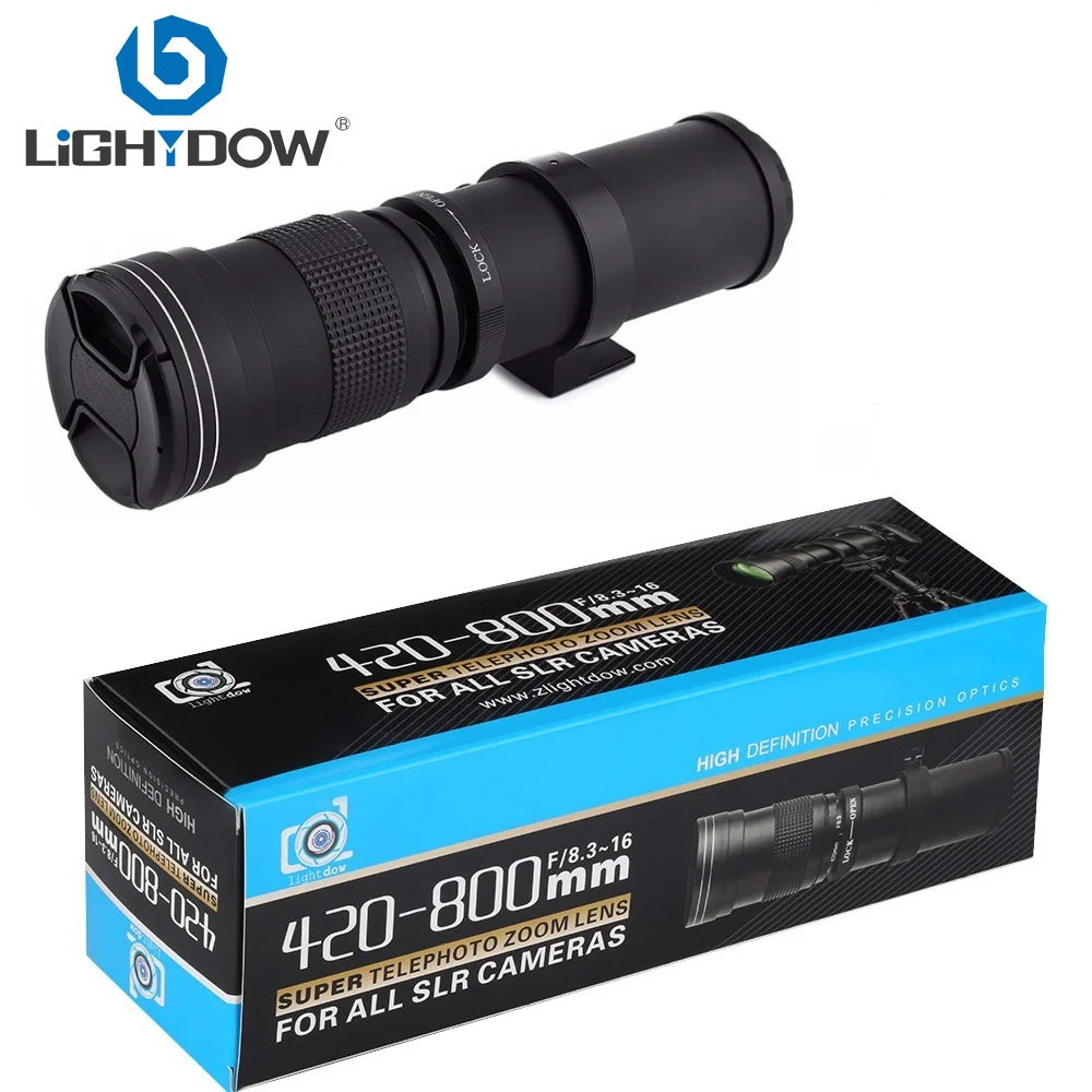 Супер телеобъектив Lightdow 420 800 мм F/8 3 16 ручной зум объектив + кольцо адаптера T2 для