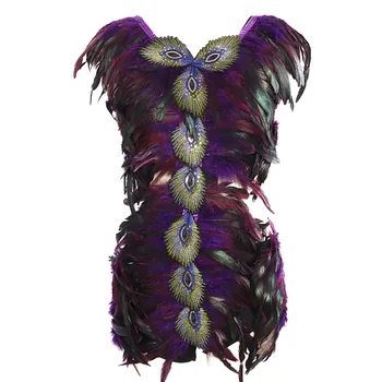 

Feather Harness Bra Strappy Shawl Shoulder Epaulettes Waistcoat Burning Lingerie Harajuku Boho Skirt Art Festival Rave