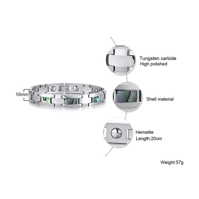 Мужские стильные магнитные браслеты с биоэнергией, Здоровые Браслеты из карбида вольфрама, звенья цепи pulsera masculina, идеальные подарки для него