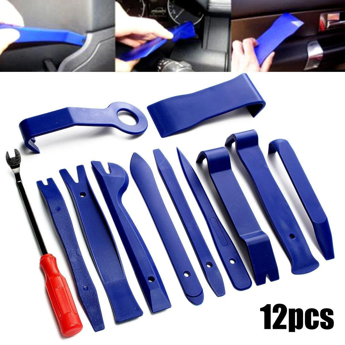 12pcs Blue Auto Car Audio Door Dash Trim Panel Install And Removal Pry Tools Car-Styling Repair Tool Set Kit With Storage Bag |