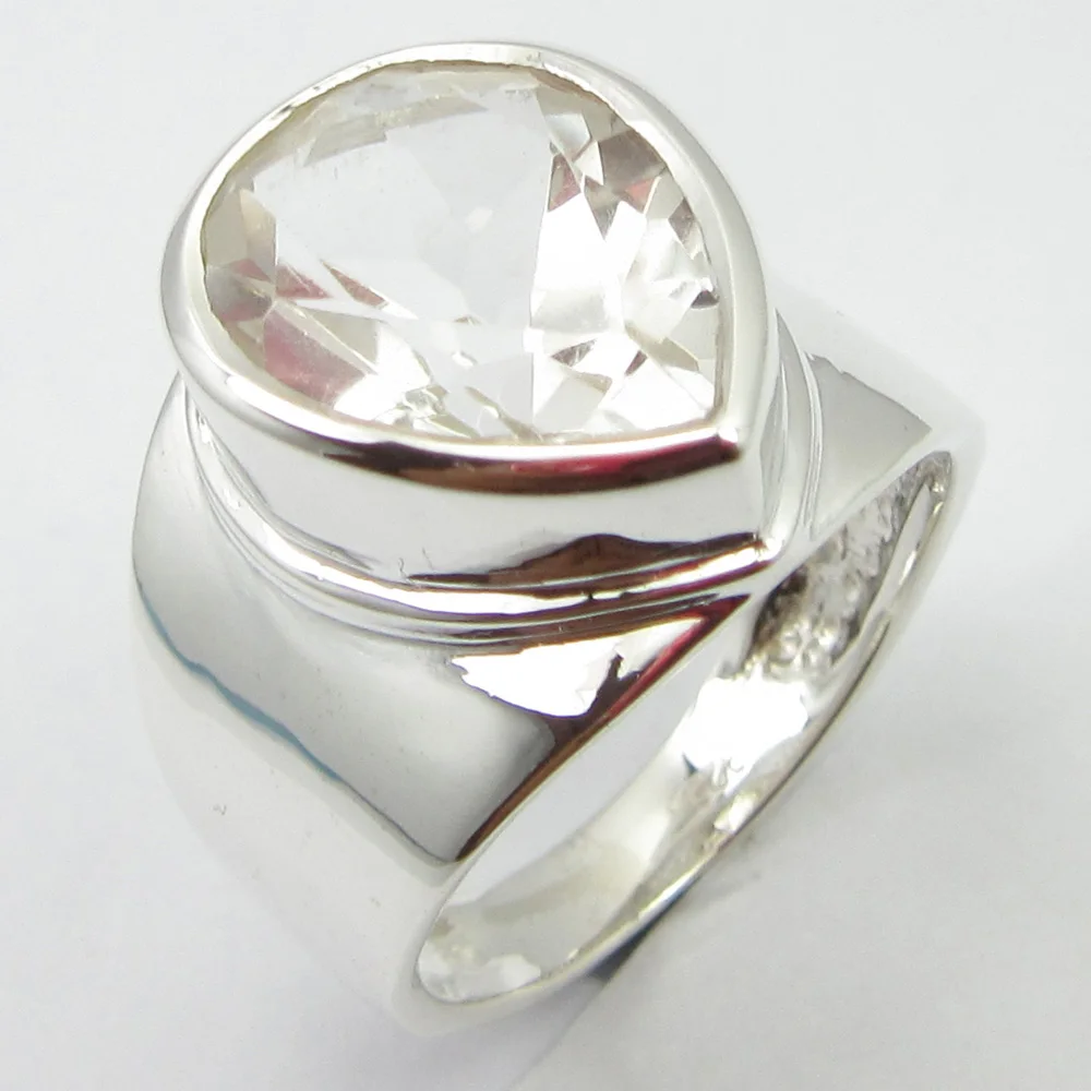 

Faceted Crystal Ring Sz 6 0. Fine Silver Handcrafted Art Jewelry Unique Designed