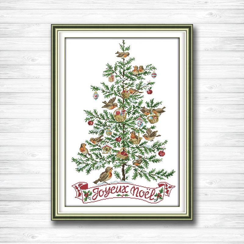 

The Christmas tree with bird painting 14CT 11CT counted cross stitch kits embroidery set Needlework Set chinese cross stitch