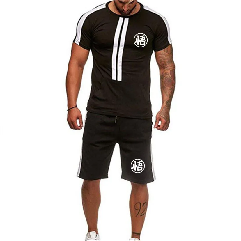 

Men's New Sport Running sets Soccer Training Tracksuits Summer Fitness Tight T-shirt With Loose Breathable Shorts Fitness sets