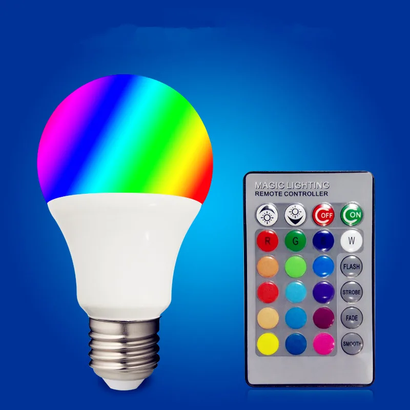 

LED 3W/5W/10W 16 Color RGBW 24key RF Remote Bulb Colorful E27 Energy Saving Dimmable Bulb DC 85-265V