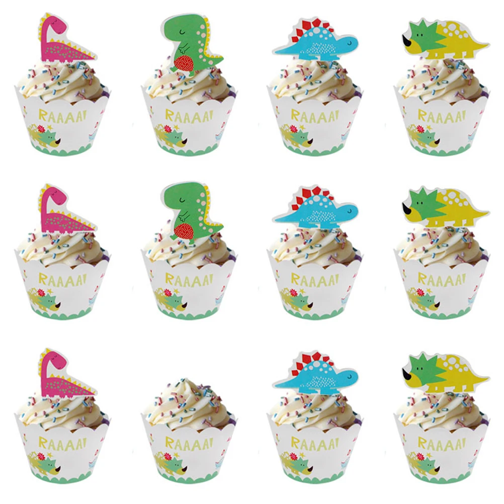 36pcs Cake Surrounding Edge Cute Dnosaur Shape Decorating Topper With 36 Cupcake Toppers For Kids Birthday Party Favors | Дом и сад