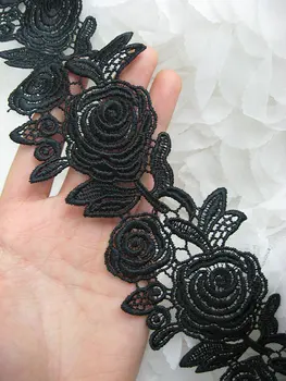 

wedding decoration Black Lace Trim, Embroidered Lace,retro rose Lace Trim, black rose lace, on sale 10yard