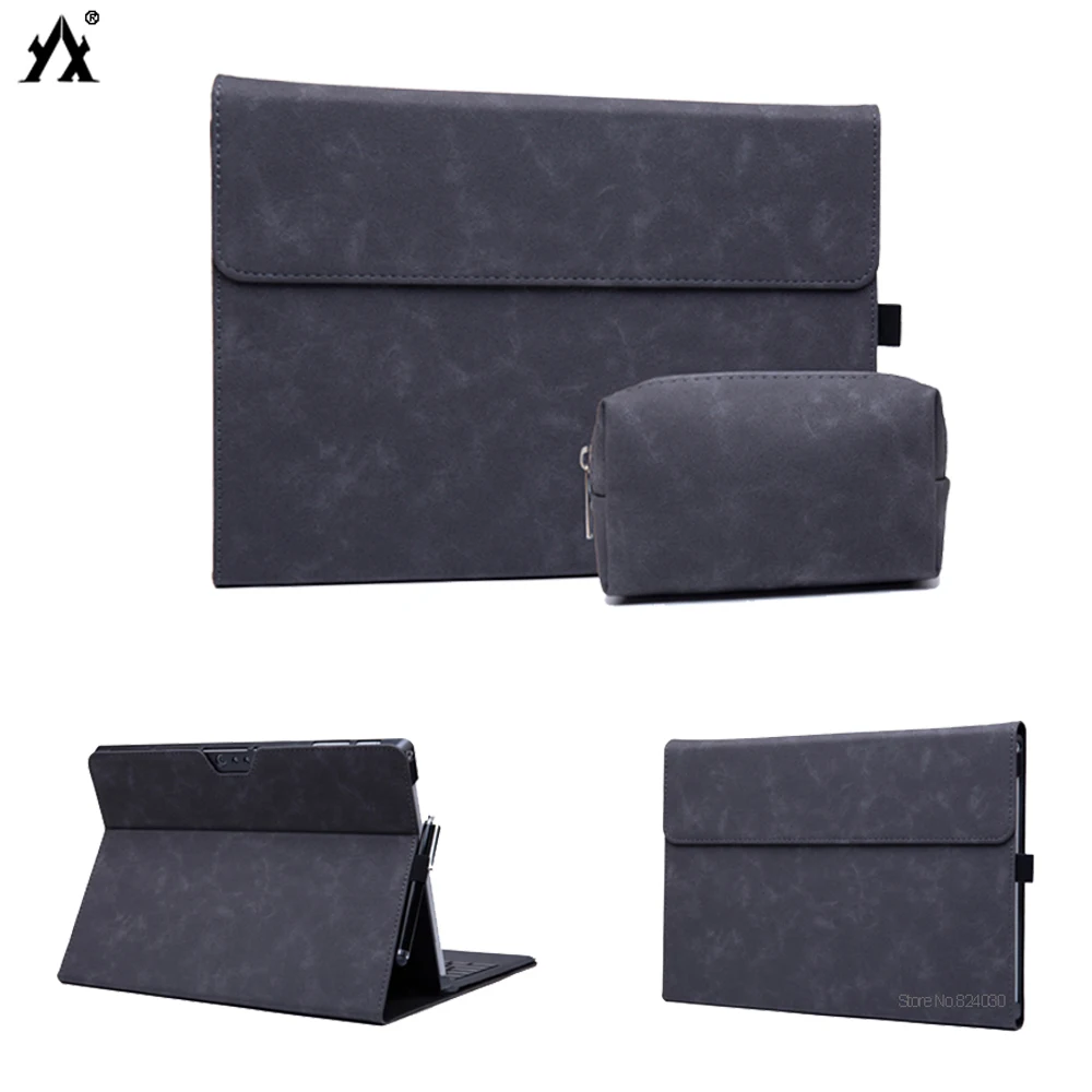 Custodia Per Laptop In Pelle Pu Per Microsoft Surface Pro 6 Cover Supporto Per Tablet Pieghevole Per Surface New Pro 4 / Pro 5 Custodia Per Laptop