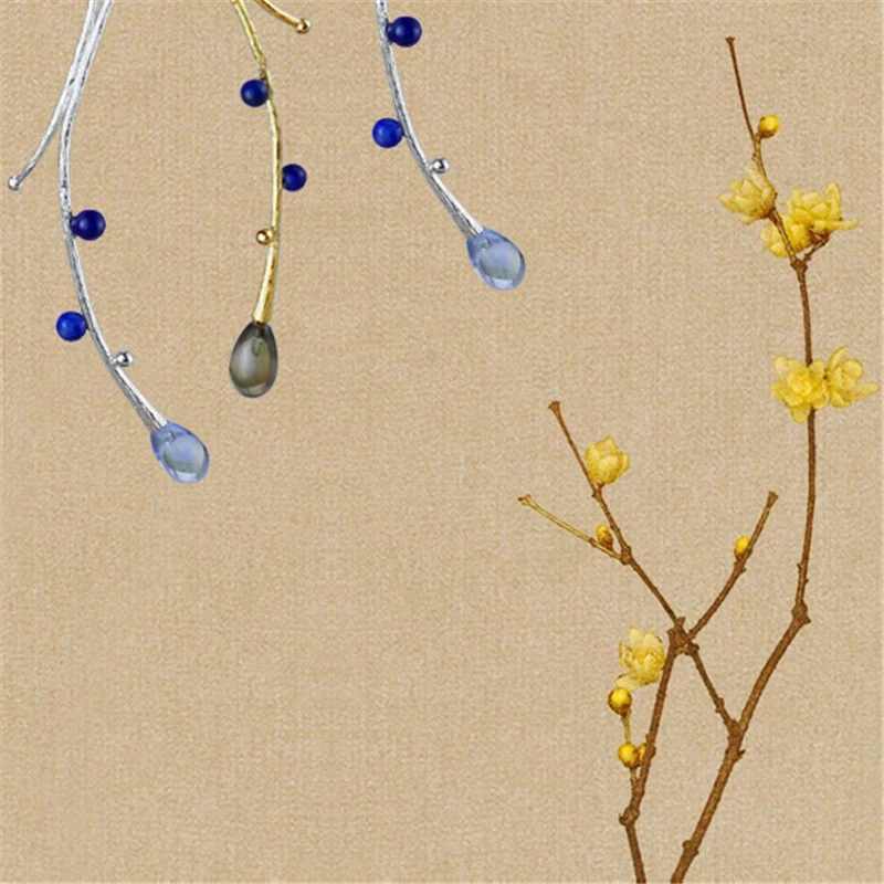 Lotus Fun Real 925 Sterling Silver Natural Creative Handmade Fine Jewelry Vintage Tree Branch Drop Earrings for Women Brincos