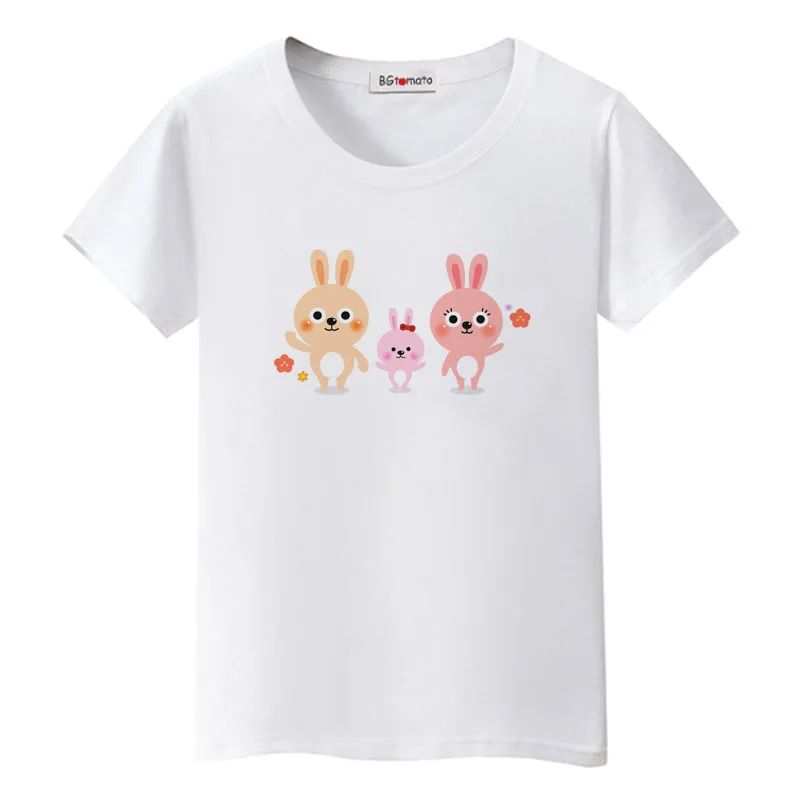 

BGtomato cartoon rabbits tshirt cute summer tops family streetwear funny t shirt women camisetas verano mujer 2019 modis