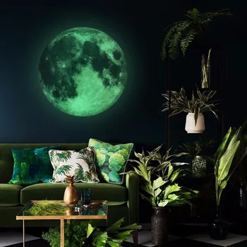 

20CM/30CM/40CM Blue Fluorescent Moon Wall Stickers Home Decor Glow In The Dark Stars Luminous Wall Stickers Decal DIY