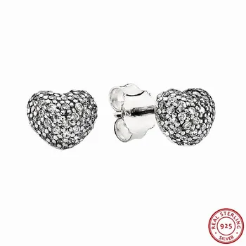 

Real 925 Sterling Silver In My Heart Stud Earrings for Women Jewelry Pave-set Sparkling Cubic Zirconia Hot Sale Wholesale FLE031