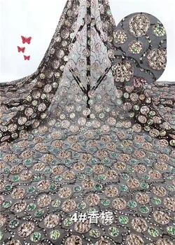 

Graceful party apparel French lace fabric nice sequins desing evening net lace cloth for dress PDN324(5yards/lot) many color