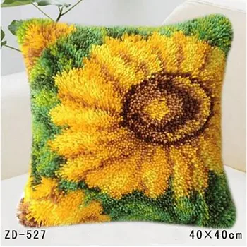 

Latch Hook Kits Decorative Embroidery Pillowcase Tapestry Kit Pillow Sunflower Knitted Flowers Craft Cushion Kits Do It Yourself