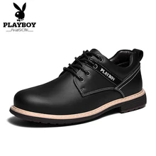 PLAYBOY/Новая мужская обувь из спилок; зимняя модная теплая обувь для мужчин; повседневная обувь ручной работы; Мужская обувь с перфорацией типа «броги»