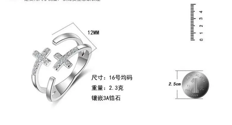 Anenjery, корейский стиль, 925 пробы, серебряные кольца, многослойные, ослепительный мозаичный циркон, крест, кольцо для женщин, S-R312