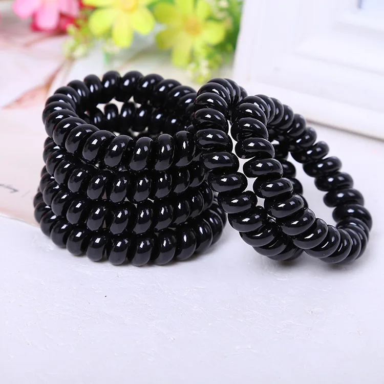 

4PCS /lot Hot Sale Black Hair Rope PLUS Black Telephone Line Hair Ring Rubber Band Hair Jewelry Wholesale