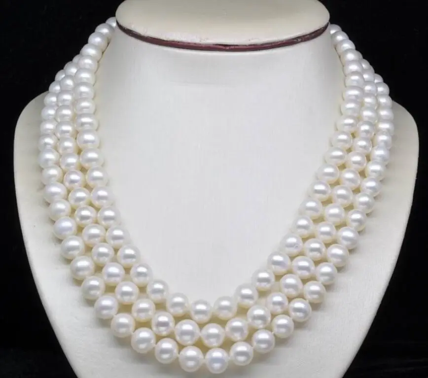 

Hot sale new Style >>>>> 8-9MM AA++ White Freshwater Culture Round Pearl Necklaces 48