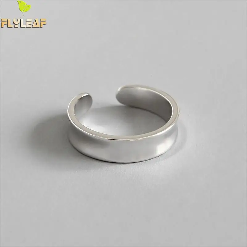 

Flyleaf 925 Sterling Silver Rings For Women Glossy Concave Surface Tail Ring Femme Fashion Fine Jewelry Simple Open Joint Ring