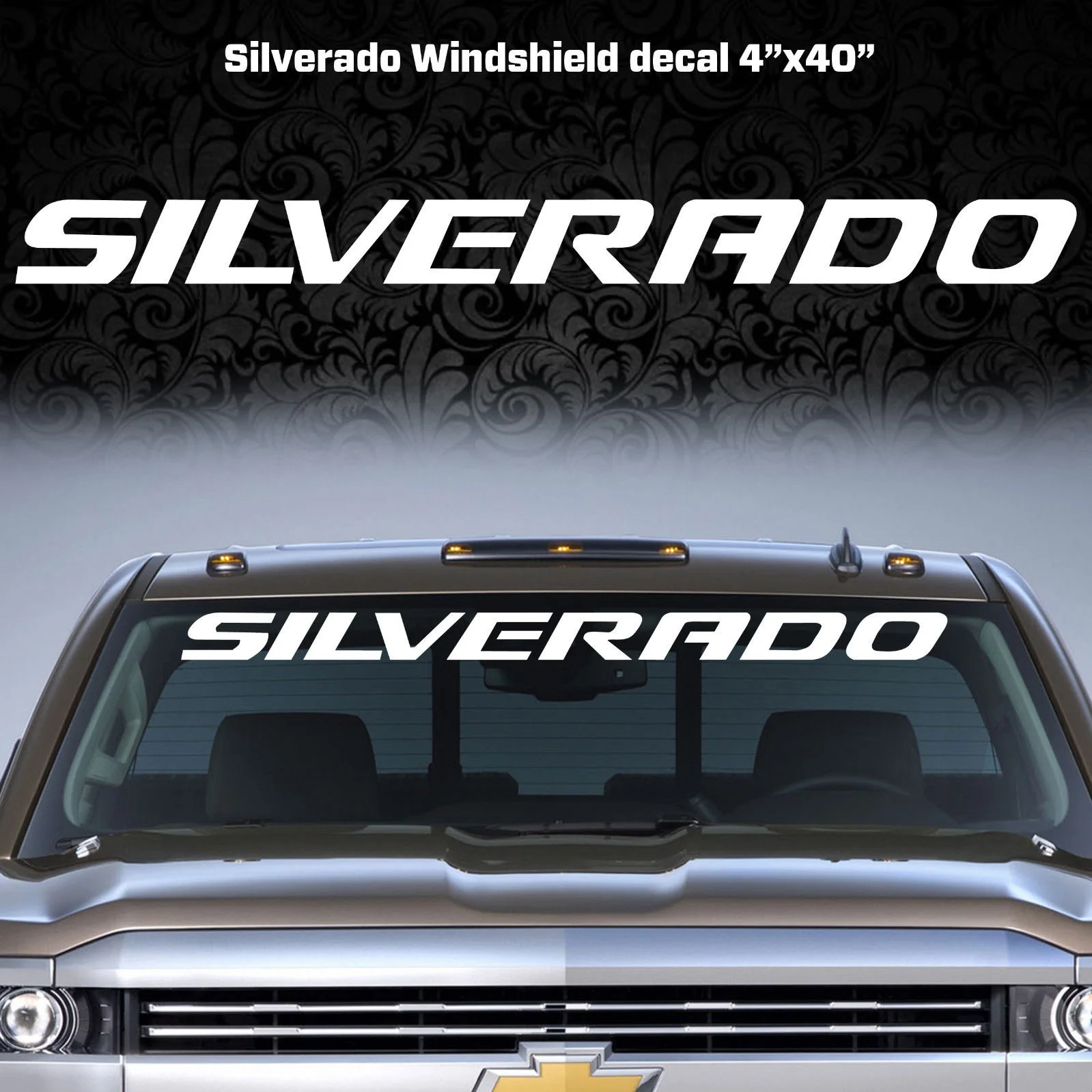 

For SILVERADO WINDSHIELD DECAL STICKER SILVERADO 4"X40" WHITE CHEVROLET STYLE 4
