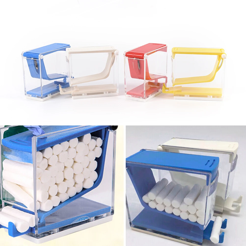 Dental Orthodontic Dentist Cotton Roll Dispenser Holder Press Type Box White Red Yellow Blue