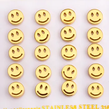 

LUXUKISSKIDS F ashion Jewery 10pairs/lot Gold Color Funny Stainless Steel Small Stud Earrings For Women Fast Shipping Brincos
