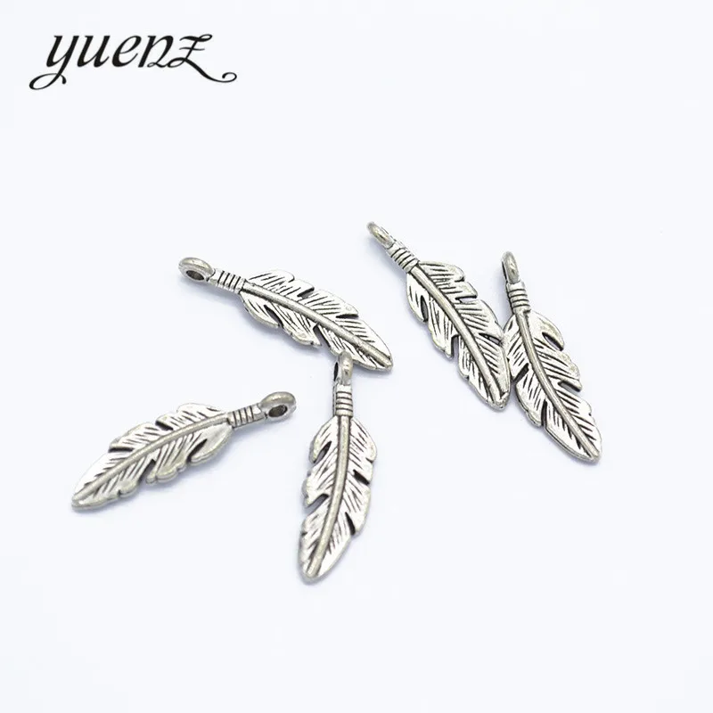 

YuenZ 30 pcs Antique Silver Feather Charms Metal Pendant Fit DIY bracelet necklace earring Jewelry 23*6mm D319