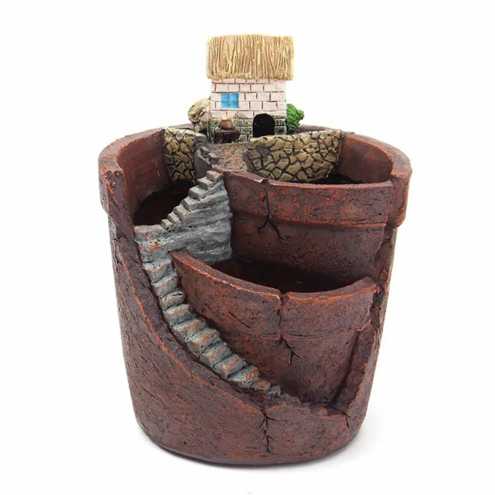 

1PC Plants Pot with City of Sky Flowerpot Combination Resin Succulent Plant Pot Flower Basket Planter Pot