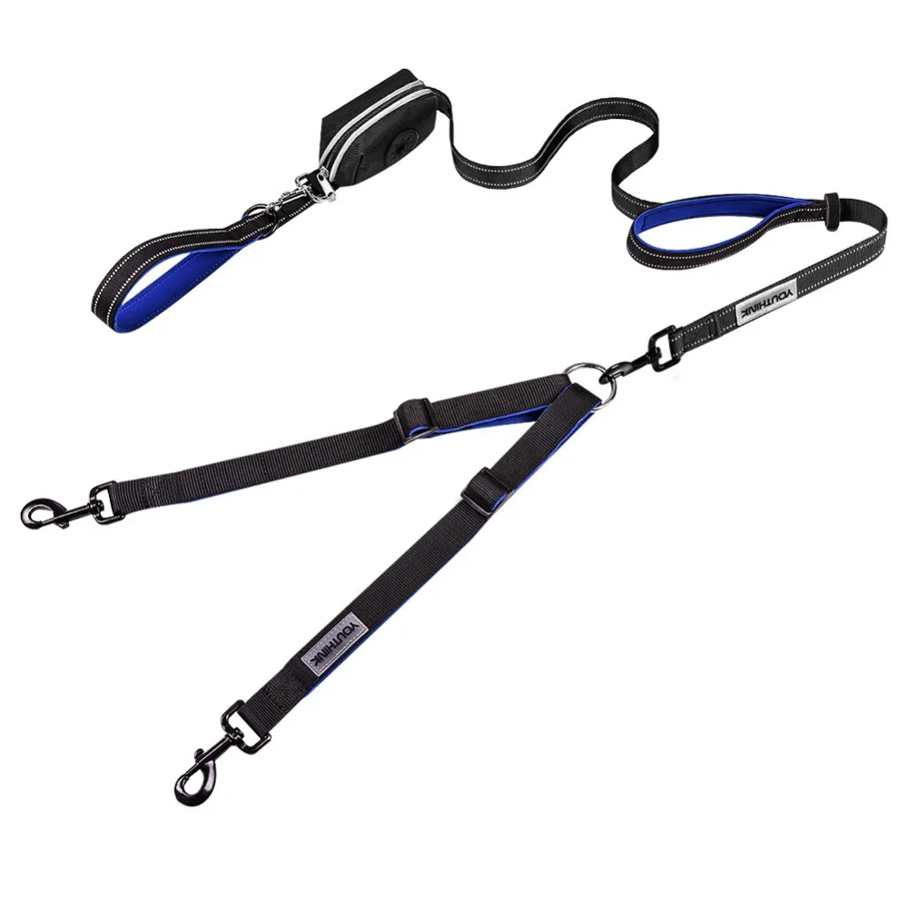 Double Handle Leash Pet Dog Running Leashes Puppy Leather For Walking