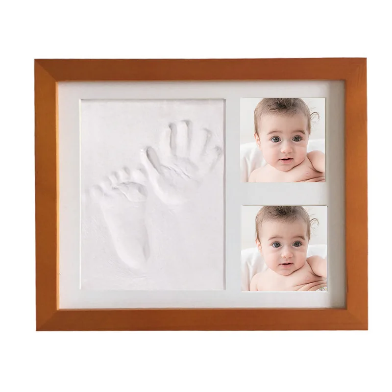 Отпечатки рук младенцев на след фото рамка для фотографий комплект детские формы для глины новорожденных детская игра Сделай Сам производителя "Gift Souvenir" - Цвет: Dark brown