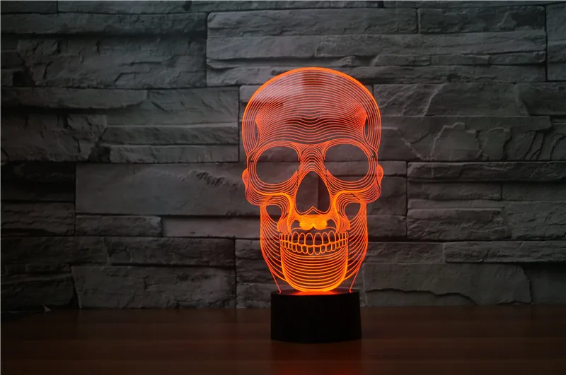 Ceny Szkielet 3D lampa LED USB kreatywna czaszka 3d lampka nocna 7 zmienia kolor akrylowy zdalny przełącznik dotykowy biurko w sypialni lampa