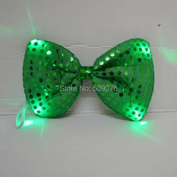 

Free shipping5pcs/lot green large bowtie New Design Light green Color Light Up LED Bow Tie For Evening Party Saint patrick's day