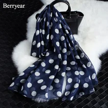 

Berryear Summer Style Long Silk Scarves Woman Polka Dots Print Long Wrap Scarfs Beach Women