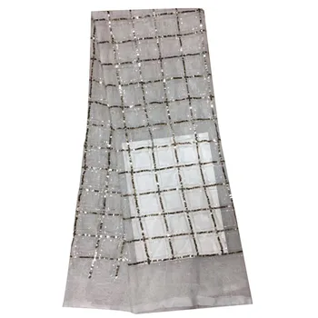 

Hot Selling Sequins Nigerian Lace fabric for Wedding Dress HX1111-1