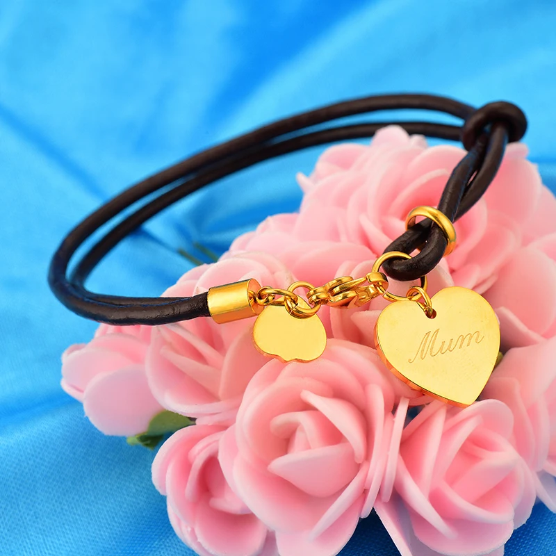 

BaoYan Heart Charm Women High Quality PU Leather Bracelets Gold Silver Stainless Steel Bracelet Fashion Jewelry Wholesale N15