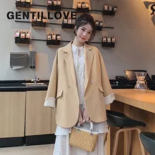 Gentillove модные тонкие блейзеры женский осенний костюм куртка Женский офисный женский костюм черный деловой Блейзер корейский шикарный пиджак