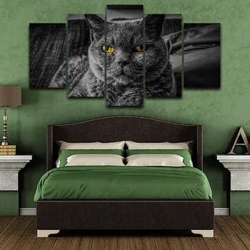 

Canvas HD Print Painting Modular Pictures 5 Piece/Pcs Gray Cat Landscape Frame Wall Art Poster Modern Home Decor Living Room