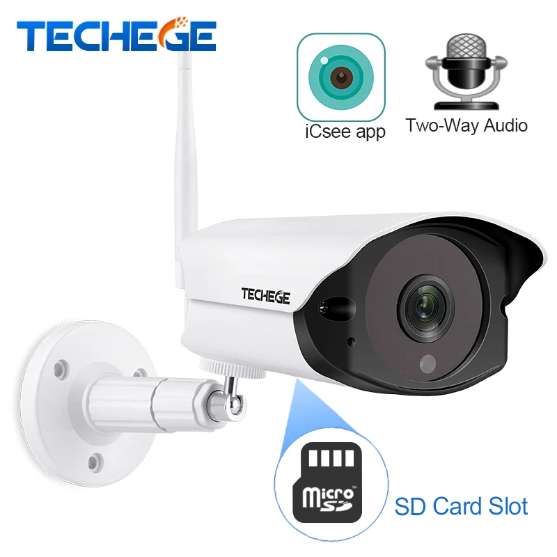 Beste Techege 1080 p HD Wifi IP camera Outdoor indoor 2MP Draadloze Wired Security Camera Bewegingsdetectie Intercom TF card slot