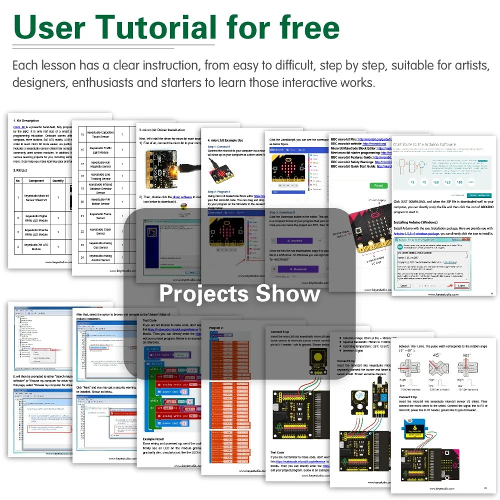 Keyestudio 37 в 1 датчик стартовый комплект с микро: битная плата для BBC микро: бит DIY проекты(в том числе микро: битная плата