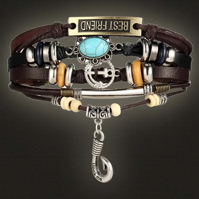 Best Friend Anchor Bracelets For Women Men 2017 Diy Wristband Female Best Friend Anchor Bracelets For Women Men 2017 Diy Wristband Female Hook Stone Leather Bracelet Mujer