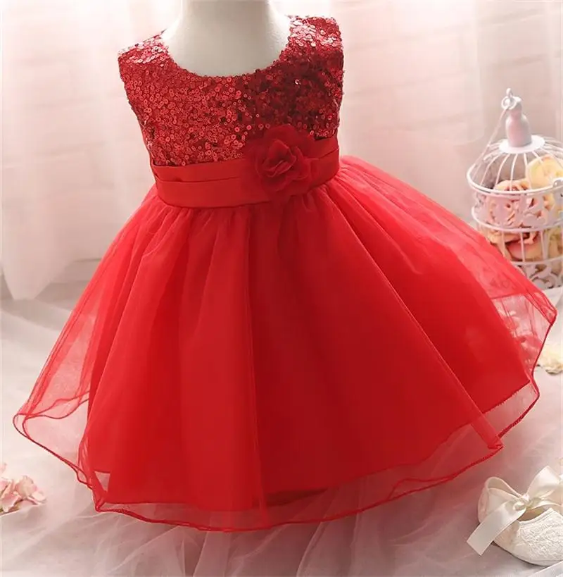 Нарядное От 1 до 2 лет платье для маленьких девочек на день рождения; Детские платья для девочек; вечерние платья принцессы для малышей; платье на крестины; одежда - Цвет: Red1