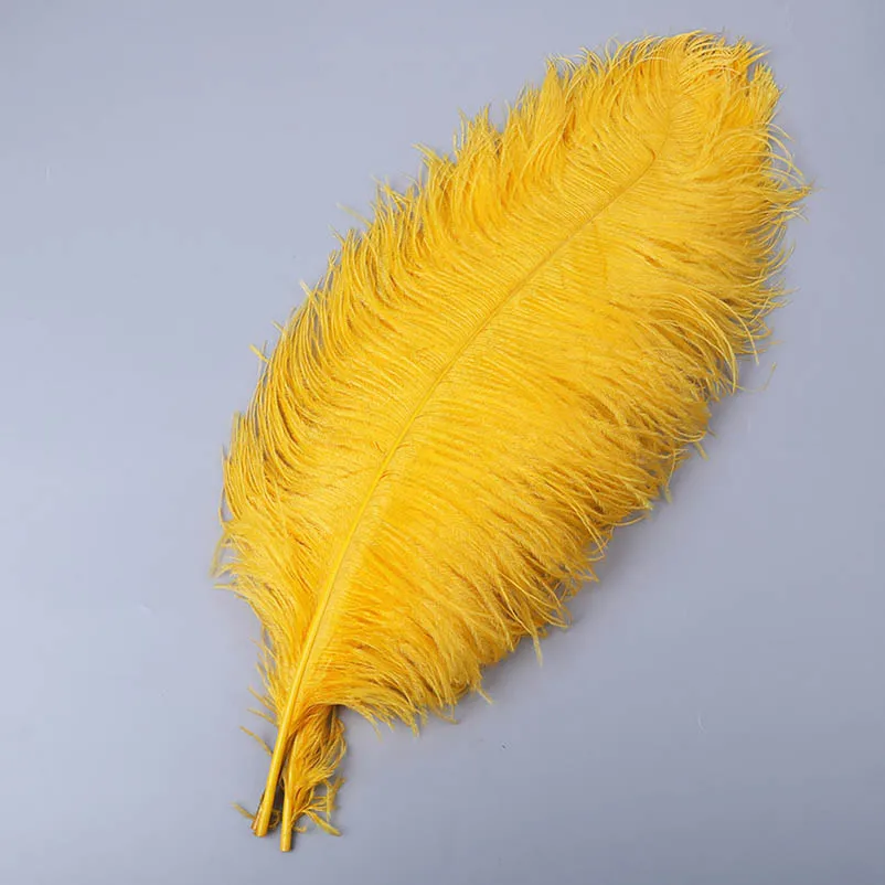 5 шт./лот натуральный белый страусиные перья для поделок 20-26 см карнавальные костюмы вечерние украшения для дома и свадьбы Шлейфы - Цвет: Цвет: желтый