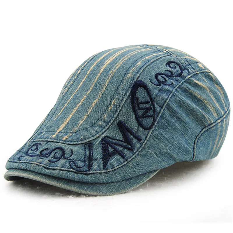 Новинка года мужская шляпа козырек х/б козырек Регулируемый головной убор Высокое качество береты Винтаж берет шляпу JXJ-252 - Цвет: dary blue