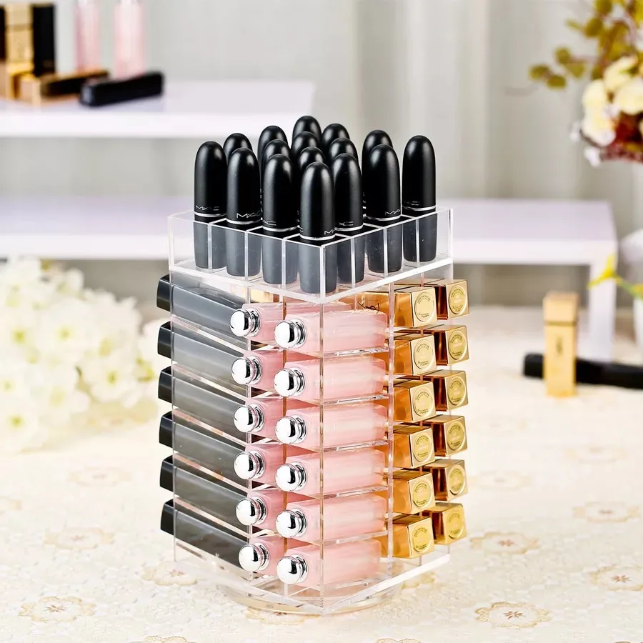 New 2016Hot Acrylic Makeup Organizer 360 Degree Rotating Grid Display